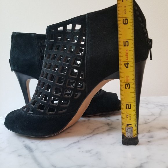Audrey Brooke Black Suede Cut-out Booties - Picture 3 of 5